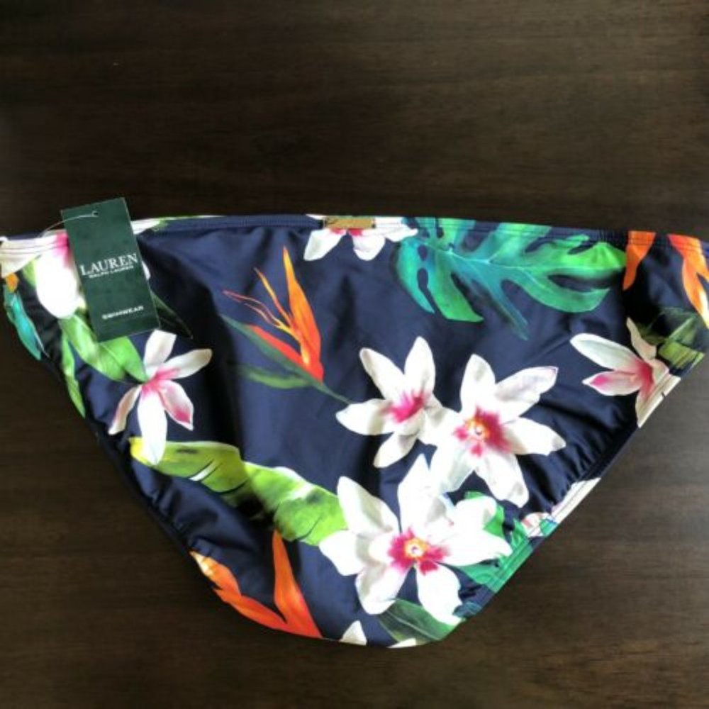Ralph Lauren Watercolor Hipster Bikini Swim Bottoms Tropical Floral Size 14 NWT - Picture 3 of 4